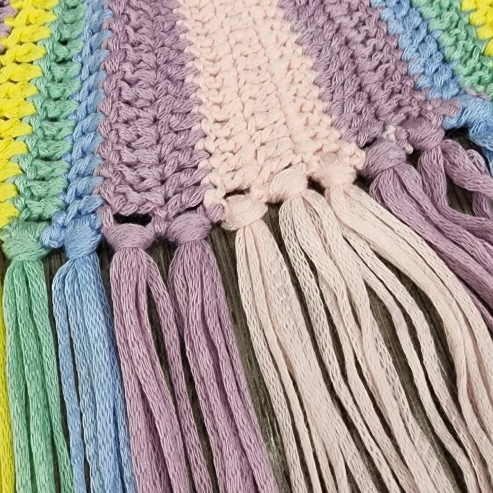 🌈 Rainbow Fringe Crocheted Bikini Top 🌈 - Picture 2 of 12